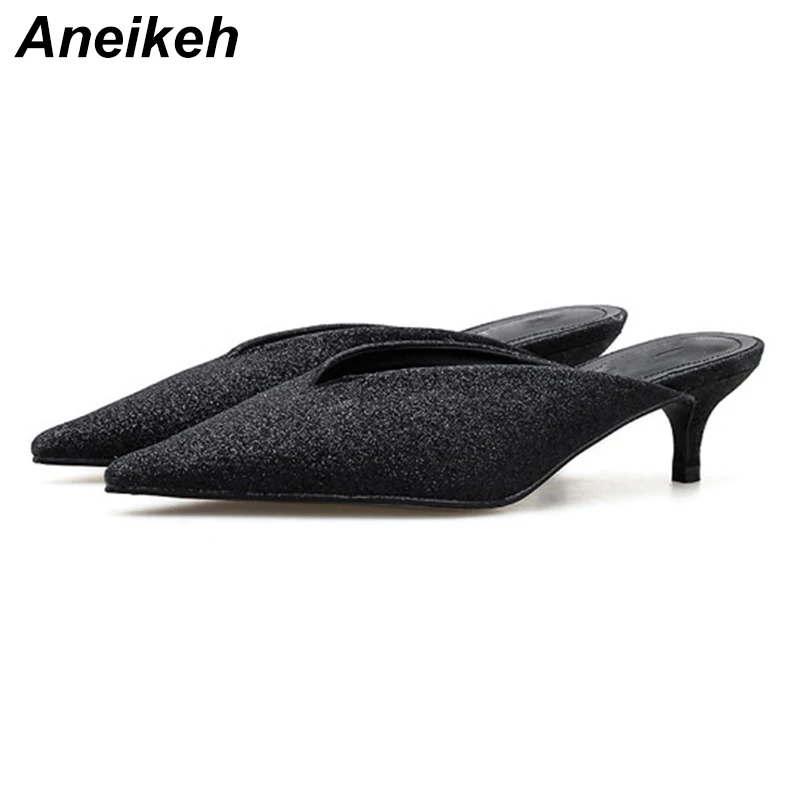 Aneikeh 2019 Summer New Women's High-heeled Slippers Sexy Fashion Shallow Pointy Toe Lady Slippers Solid Black Sliver Gold
Aneikeh 2019 Summer New Women's High-heeled Slippers Sexy Fashion Shallow Pointy Toe Lady Slippers Solid Black Sliver Gold