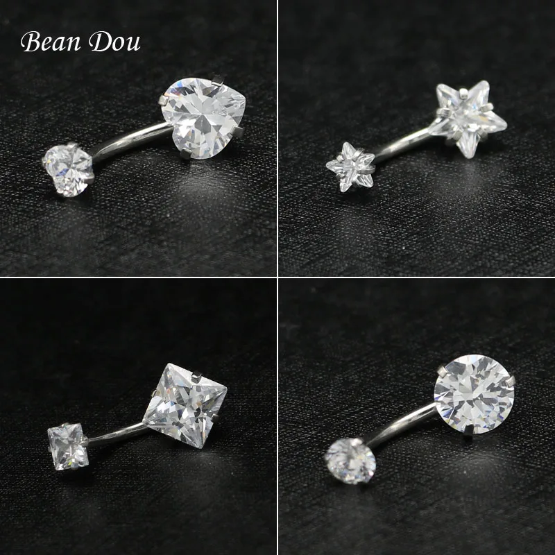 High Quality Sexy Belly Button Rings Surgical Steel Cubic Zirconia 1.6mm Piercing Navel Ring Ombligo Nombril Body Jewelry Women