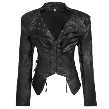 Casual Plus Size Gothic Winter Chic Jackets Women PU Overcoats Slim Plain Rivet Zipper Autumn Outwear Cool Black Female Coats
Casual Plus Size Gothic Winter Chic Jackets Women PU Overcoats Slim Plain Rivet Zipper Autumn Outwear Cool Black Female Coats
