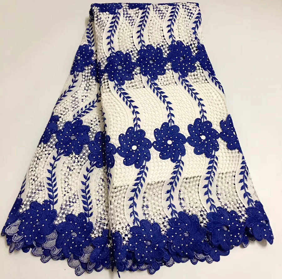 2018 New Arrival African Lace Fabrics High Quality embroidered Multicolor France White+Royal blue Cord Lace Guipure Lace Fabric
2018 New Arrival African Lace Fabrics High Quality embroidered Multicolor France White+Royal blue Cord Lace Guipure Lace Fabric