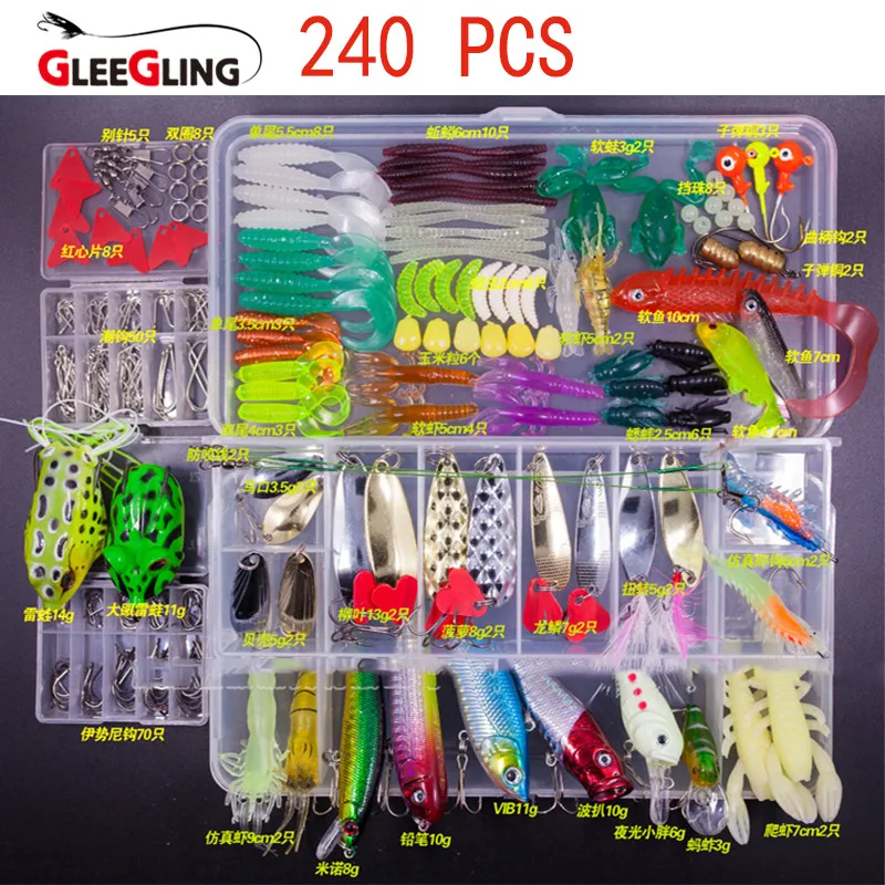 GLEEGLING Wholesale Winter Minnow Fly Fishing Lure Set 15/24/94/240Pcs Fishing Spoon Hooks Soft Lure Set with Fishing Box
GLEEGLING Wholesale Winter Minnow Fly Fishing Lure Set 15/24/94/240Pcs Fishing Spoon Hooks Soft Lure Set with Fishing Box