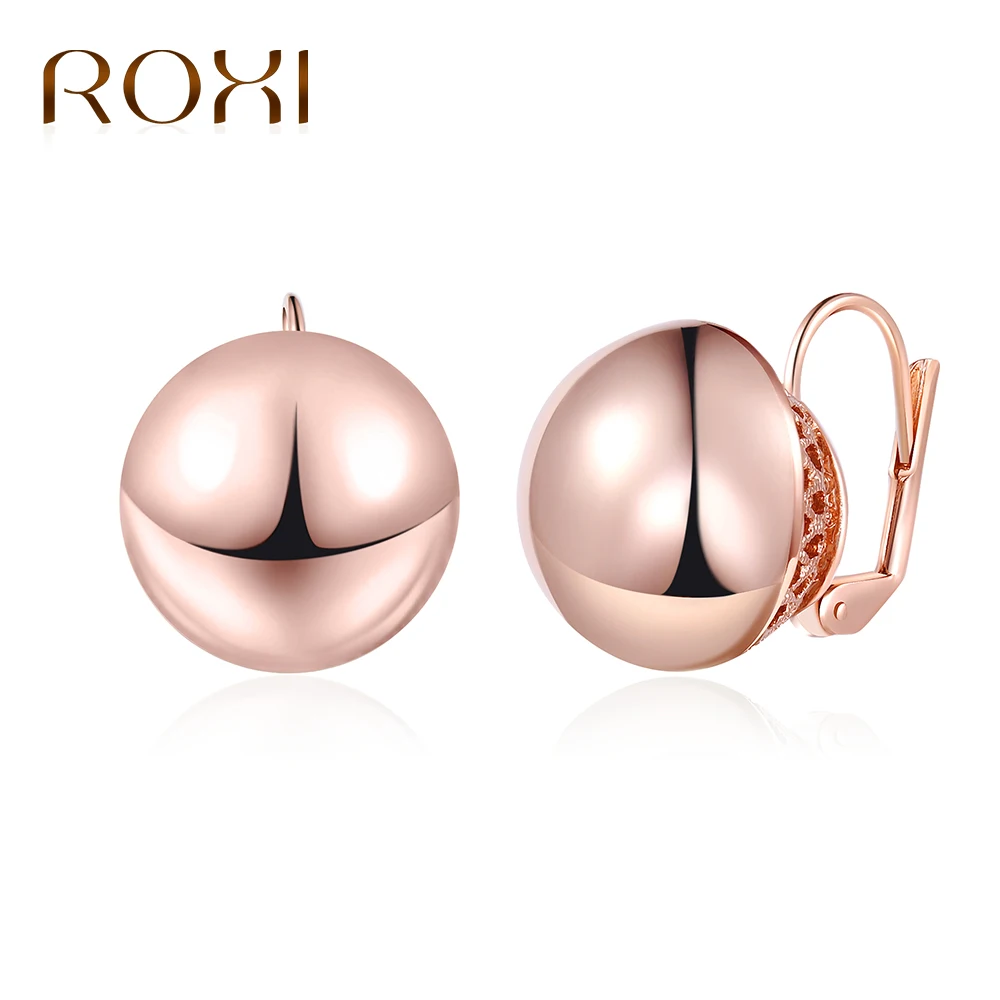 ROXI Fashion Aros Round Smooth Ball Girls Stud Earrings for Women Rose Gold Earrings Geometric Jewelry Brincos de gota feminino
ROXI Fashion Aros Round Smooth Ball Girls Stud Earrings for Women Rose Gold Earrings Geometric Jewelry Brincos de gota feminino