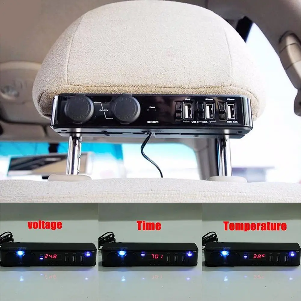 Car Cigarette Lighter USB For Car Phone Charger Headrest Temperature Voltage Display Rear Back Seat Mobile Phone Charger DC 12V
Car Cigarette Lighter USB For Car Phone Charger Headrest Temperature Voltage Display Rear Back Seat Mobile Phone Charger DC 12V