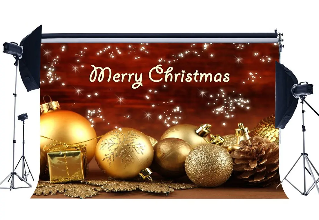 Photography Backdrop Merry Christmas Gifts Golden Balls Snowflakes Pine Nuts Shining Stars Xmas Happy New Year Background
Photography Backdrop Merry Christmas Gifts Golden Balls Snowflakes Pine Nuts Shining Stars Xmas Happy New Year Background