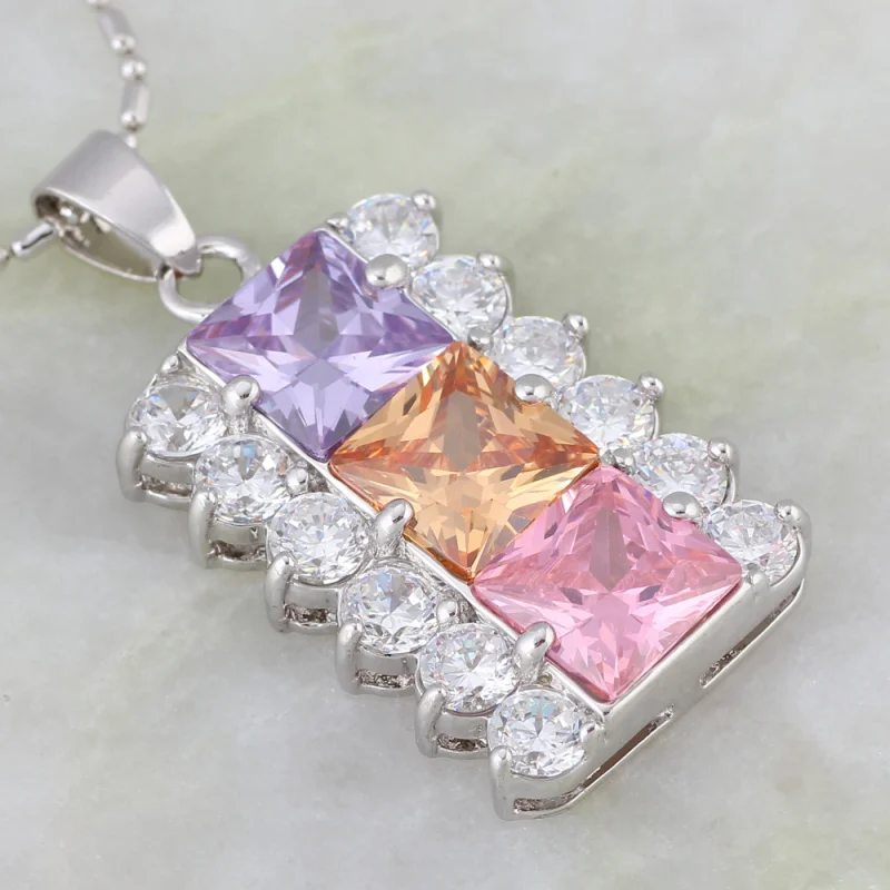 Glam Luxe Mysterious Silver Overlay Multicolor CZ stones Womens Necklaces pendants JP091
Glam Luxe Mysterious Silver Overlay Multicolor CZ stones Womens Necklaces pendants JP091