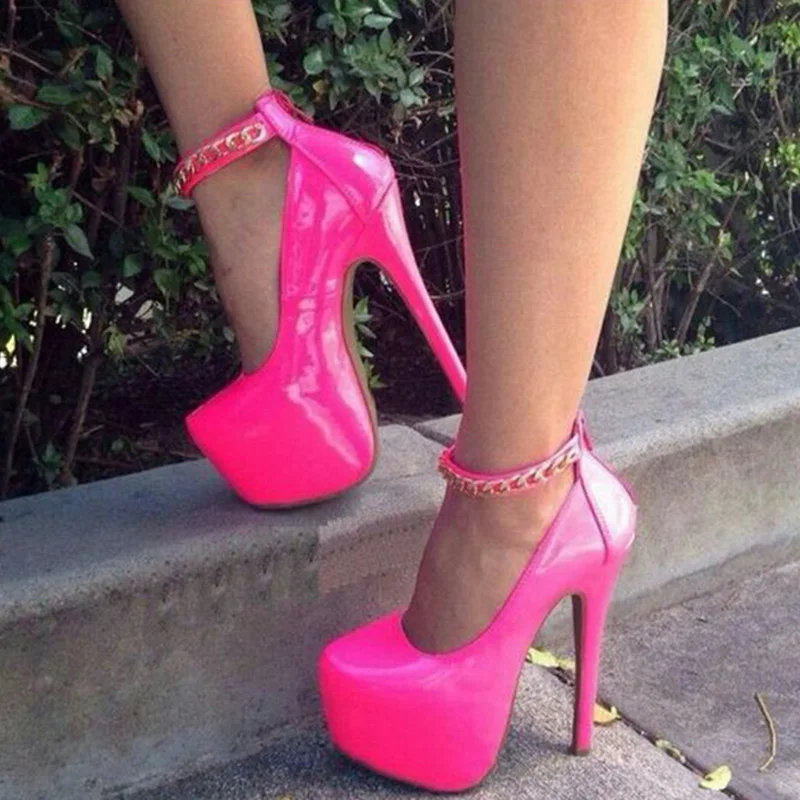 Chain Pink Stilettos Ankle Strap Platform Pumps Woman Pointy Toe High Thin Heels Zipper Large Size 33 35 Ladies Dance Shoes 2019
Chain Pink Stilettos Ankle Strap Platform Pumps Woman Pointy Toe High Thin Heels Zipper Large Size 33 35 Ladies Dance Shoes 2019