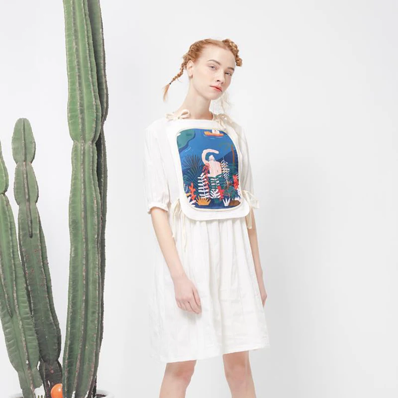 Women Summer Dress Short Sleeve White O Neck Playful Cotton Linen Girl's Loose Dresses New Design
Women Summer Dress Short Sleeve White O Neck Playful Cotton Linen Girl's Loose Dresses New Design