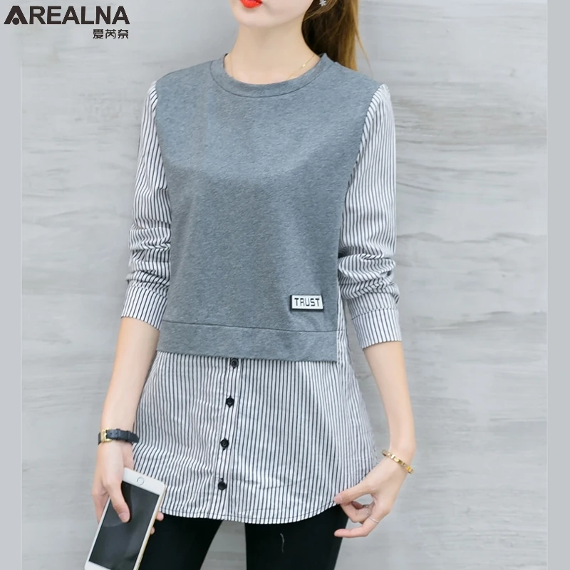 2019 autumn korean style long sleeve Blouse Shirt women tops Casual Striped Patchwork Fake Two Pieces Women Blouses Loose blusas
2019 autumn korean style long sleeve Blouse Shirt women tops Casual Striped Patchwork Fake Two Pieces Women Blouses Loose blusas