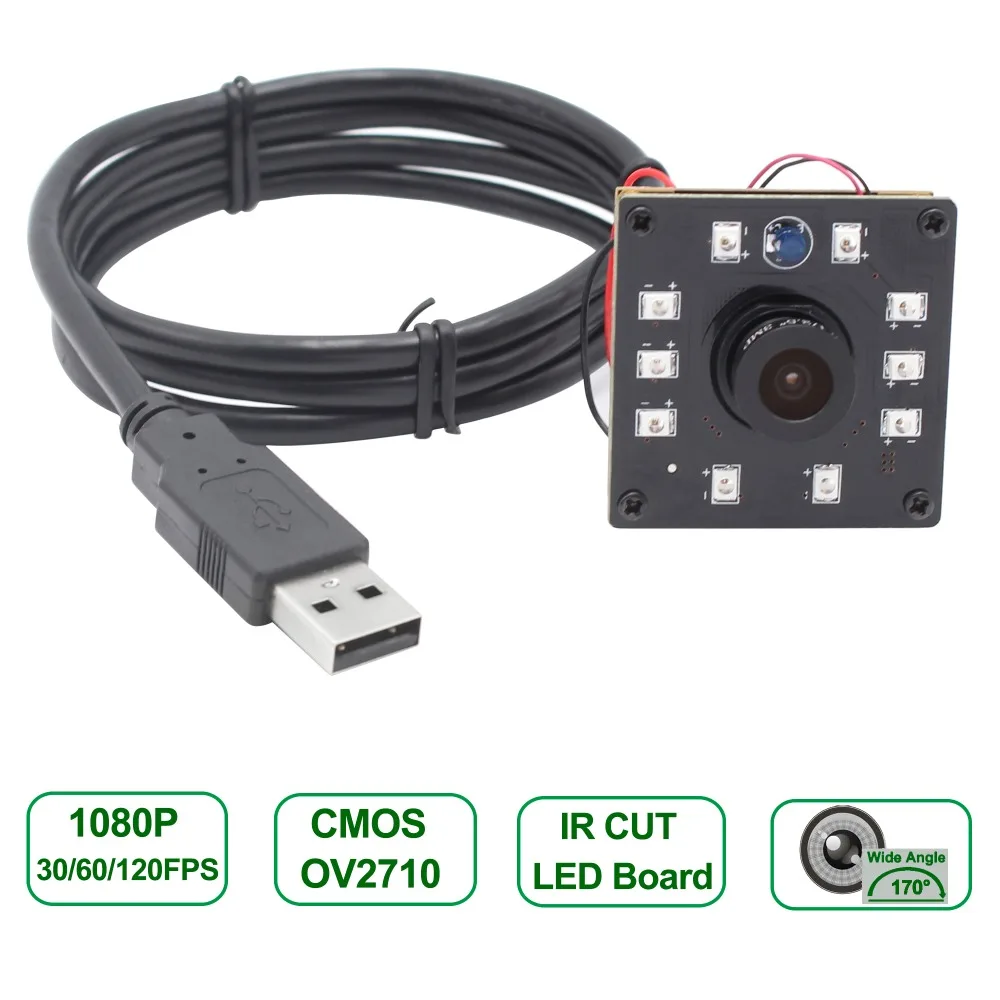 ELP 1080P 2MP CMOS Night Vision IR Camera with High Speed Frame  30/60/120fps Optional Mini Industrial Webcam IR USB Camera