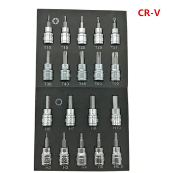 3/8 " Drive Socket Hex Allen and Torx Star Key Bit Set Bit Socket Set CR-V H2-H10 and T10-T55
3/8 " Drive Socket Hex Allen and Torx Star Key Bit Set Bit Socket Set CR-V H2-H10 and T10-T55