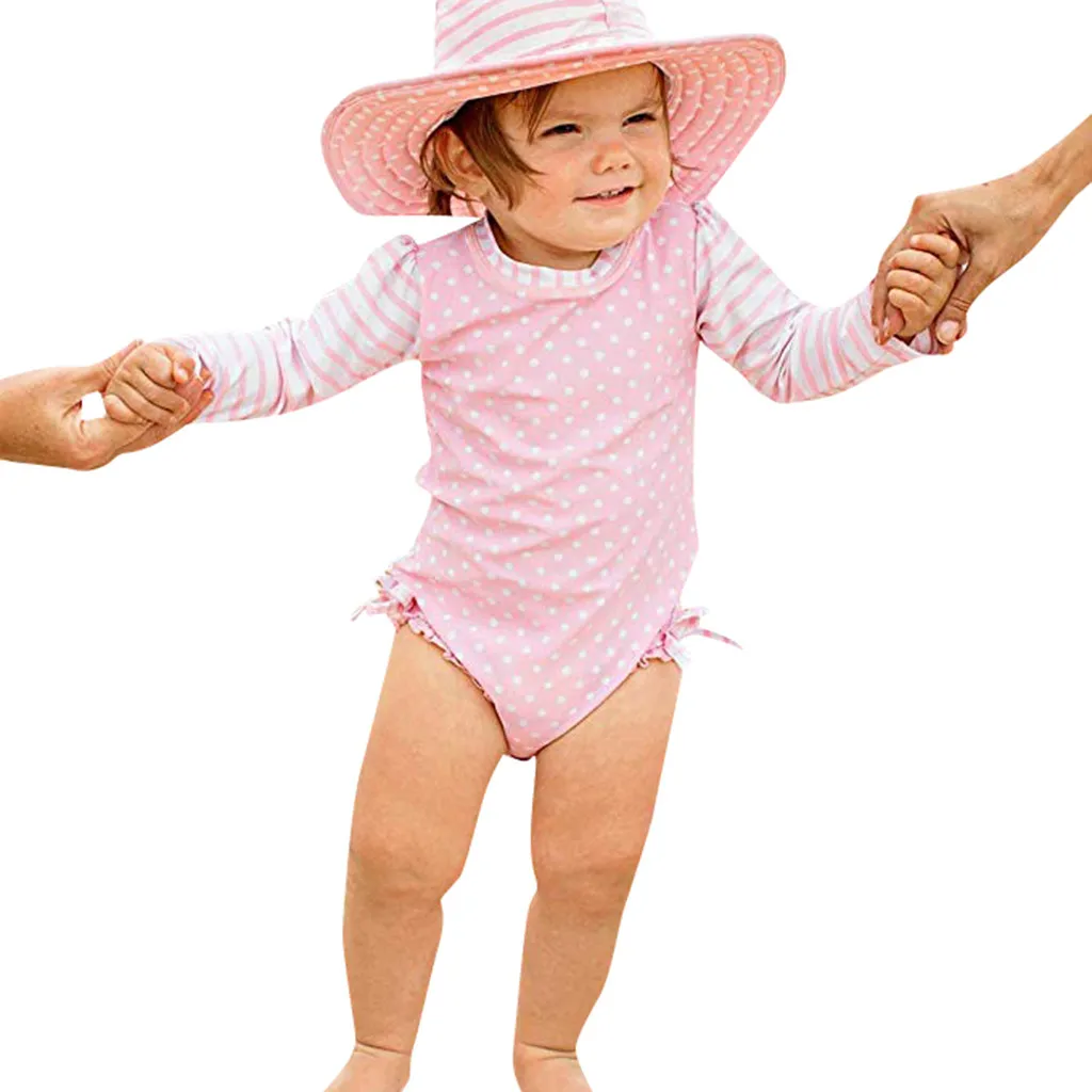 Children Swimwear fo Girls Kids Polyester One Piece Swimsuits Bathing Suit Bikini Beach Long Sleeve Dot Striped Swimsuit K318
Children Swimwear fo Girls Kids Polyester One Piece Swimsuits Bathing Suit Bikini Beach Long Sleeve Dot Striped Swimsuit K318