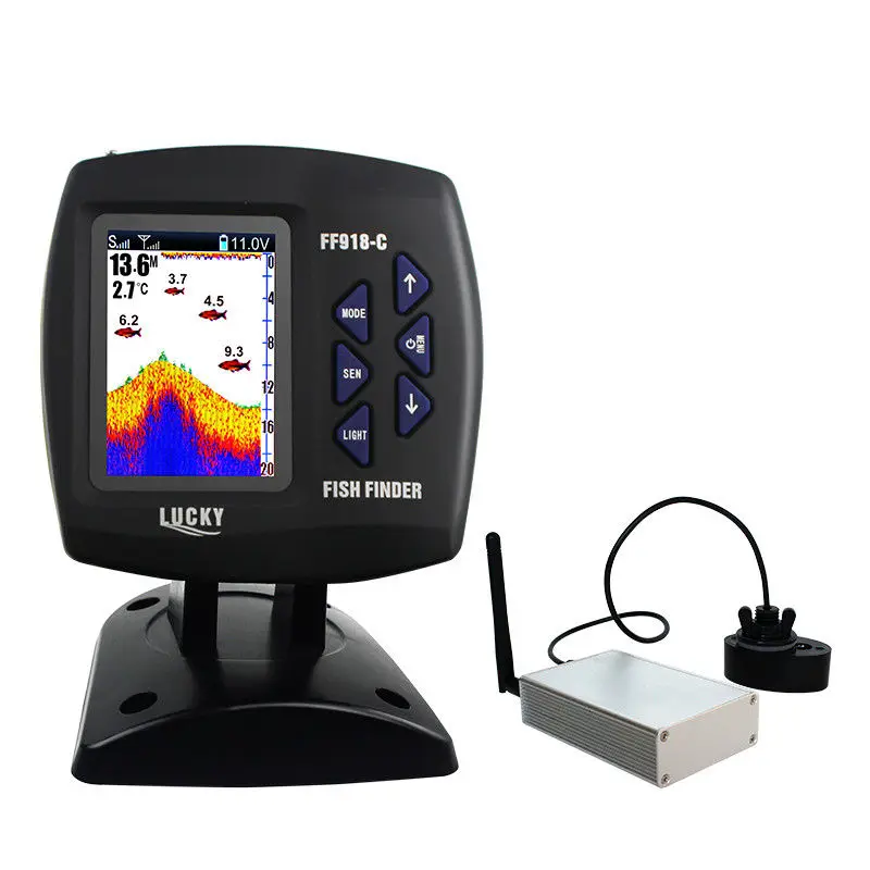 LUCKY FF918-CWLS 980 Feet 3.5" LCD 90 Degrees 125 kHz Sonar Color Fish Finder 300M Wireless English/Russian used in Ocean River
LUCKY FF918-CWLS 980 Feet 3.5" LCD 90 Degrees 125 kHz Sonar Color Fish Finder 300M Wireless English/Russian used in Ocean River