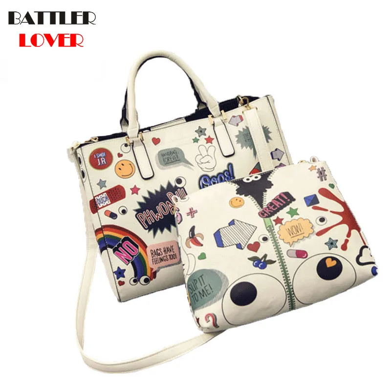 Handbag Women Bag Designer Brand Graffiti Printed Large Tote Shoulder Composite Bag 2PCS Cartoon Big Eye Crossbody Messenger Bag
Handbag Women Bag Designer Brand Graffiti Printed Large Tote Shoulder Composite Bag 2PCS Cartoon Big Eye Crossbody Messenger Bag