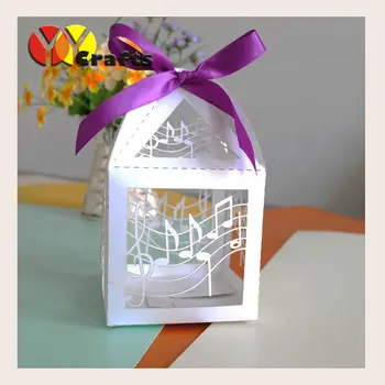 White wedding box for candy and cookies unique laser cut musical note with varouis color ribbon 
White wedding box for candy and cookies unique laser cut musical note with varouis color ribbon