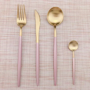 24Pcs/set Dinnerware Set 304 Stainless Steel Black Gold Cutlery Set Knife Fork Set Flatware Tableware Silverware Drop Shipping
24Pcs/set Dinnerware Set 304 Stainless Steel Black Gold Cutlery Set Knife Fork Set Flatware Tableware Silverware Drop Shipping