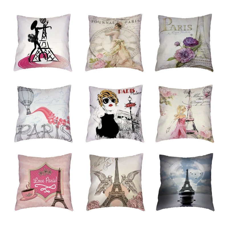 Retro Paris Tower White Throw Pillow Cases Colored Flower Bird Clock Polyester Peach Skin Cushion Covers Printed Home Decorative
Retro Paris Tower White Throw Pillow Cases Colored Flower Bird Clock Polyester Peach Skin Cushion Covers Printed Home Decorative