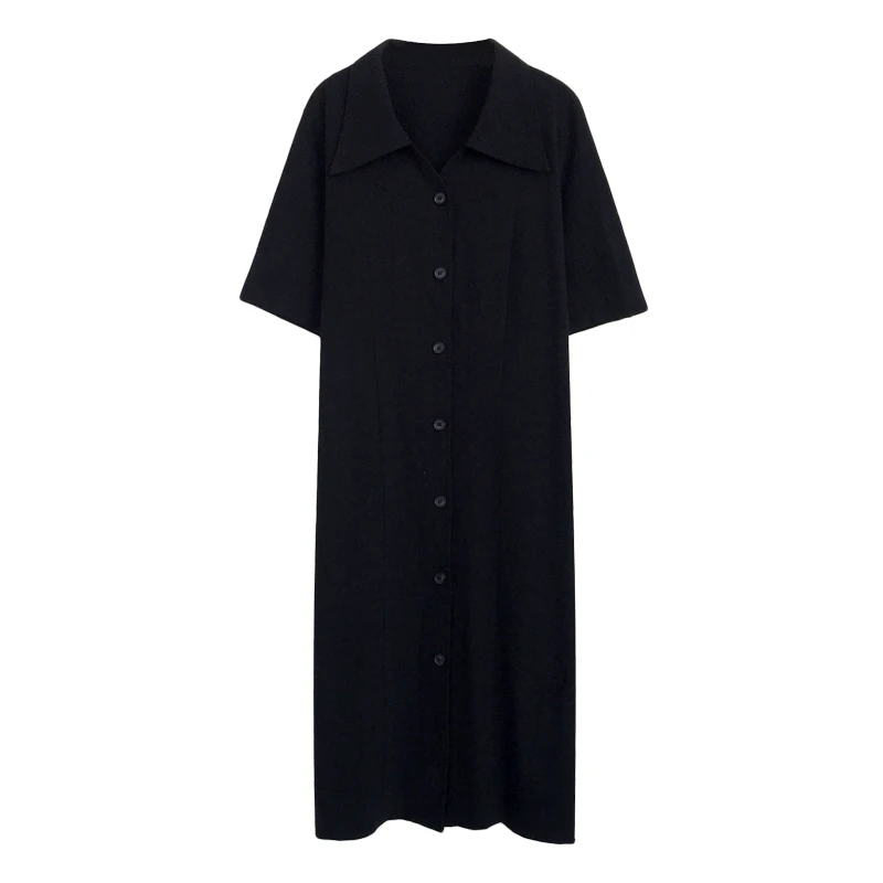 PERHAPS U black turn down collar solid button short sleeve midi dress pocket shirt dress summer casual D0535
PERHAPS U black turn down collar solid button short sleeve midi dress pocket shirt dress summer casual D0535