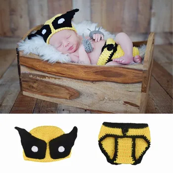 Newborn Baby Crochet Knit Costume Handmade Wolverine Baby Set Wolverine Hat Claws Diaper Cover Photo Props Infant Gift Clothes
Newborn Baby Crochet Knit Costume Handmade Wolverine Baby Set Wolverine Hat Claws Diaper Cover Photo Props Infant Gift Clothes
