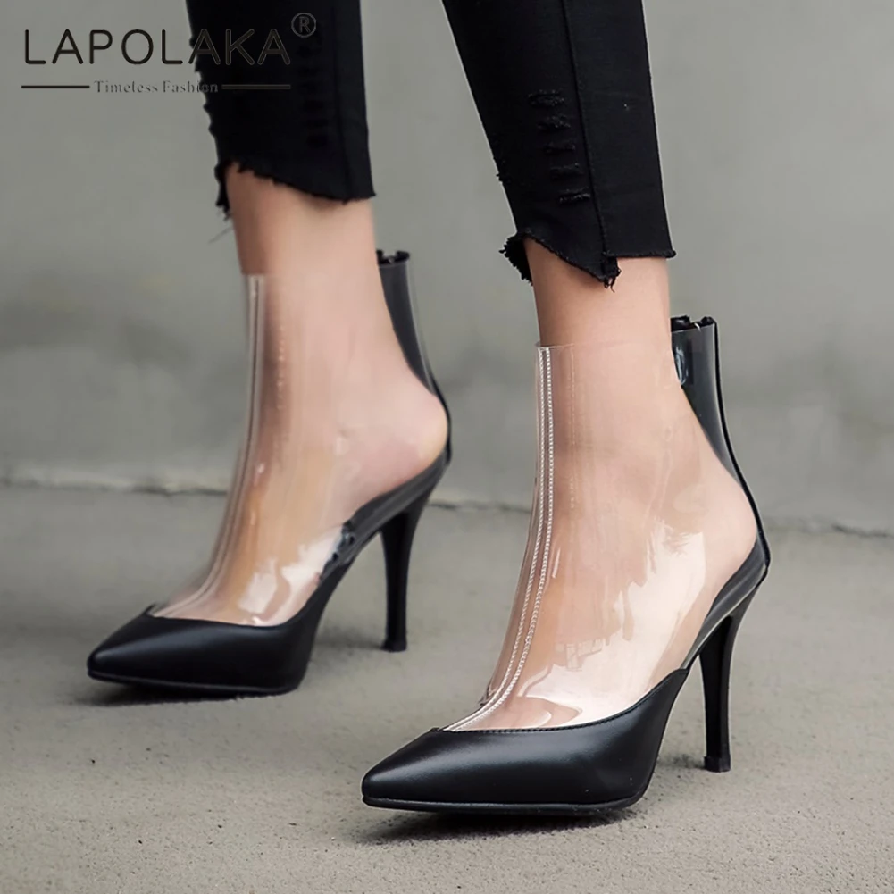 Lapolaka Fashion Transparent Genuine Cow Leather Ankle Boots Woman Thin High Heels Pionted Toe Ankle Boots Woman Size 34-42
Lapolaka Fashion Transparent Genuine Cow Leather Ankle Boots Woman Thin High Heels Pionted Toe Ankle Boots Woman Size 34-42