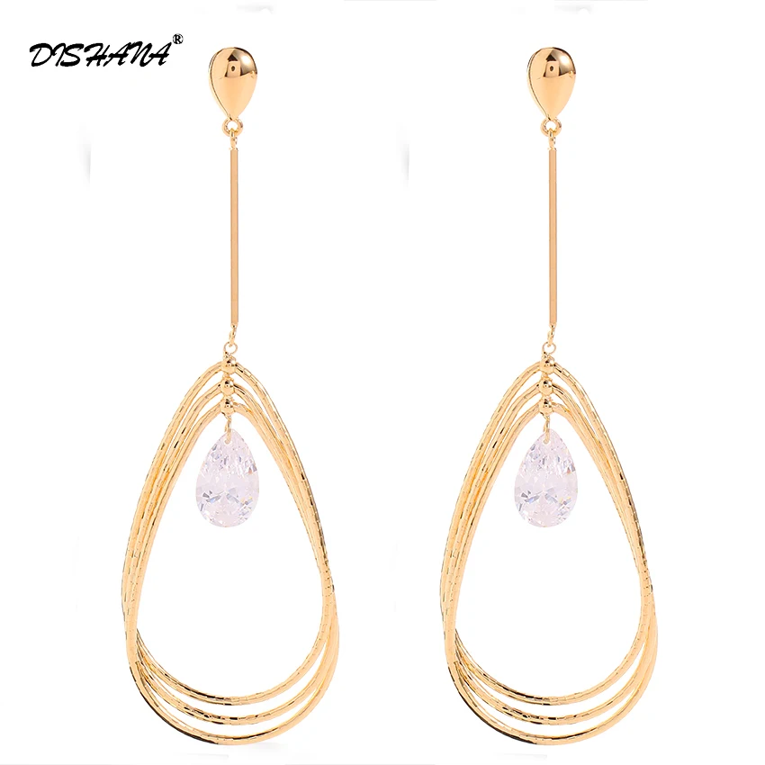 New Zircon Gold -color Fashion jewelry Geometric Earring Accessories Long earrings for women Statement earrings E0552
New Zircon Gold -color Fashion jewelry Geometric Earring Accessories Long earrings for women Statement earrings E0552