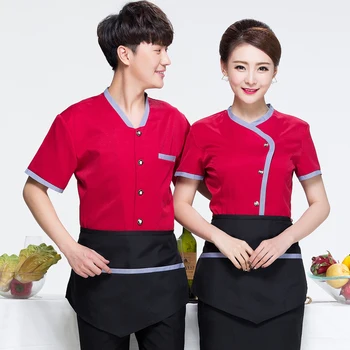 Hotel Restaurant Staff Uniforms Summer Frock Short Sleeved Work Shirt Pantry Cafe Pot Shop Work Clothes Overall J118
Hotel Restaurant Staff Uniforms Summer Frock Short Sleeved Work Shirt Pantry Cafe Pot Shop Work Clothes Overall J118
