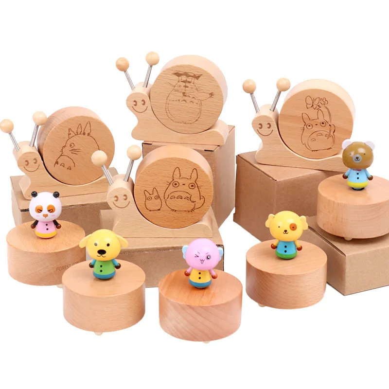 Lovely Snail music box Wooden Creative Carousel Rotate Trojan Cartoon animal music box Wooden crafts Home Decoration Collection
Lovely Snail music box Wooden Creative Carousel Rotate Trojan Cartoon animal music box Wooden crafts Home Decoration Collection