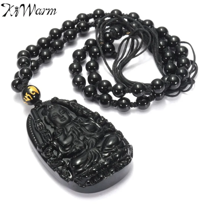 KiWarm New Chic Black Obsidian Carved Goddess of Mercy Guanyin Amulet Pendant with Beads Necklace Gemstone Gift Fengshui Crafts
KiWarm New Chic Black Obsidian Carved Goddess of Mercy Guanyin Amulet Pendant with Beads Necklace Gemstone Gift Fengshui Crafts