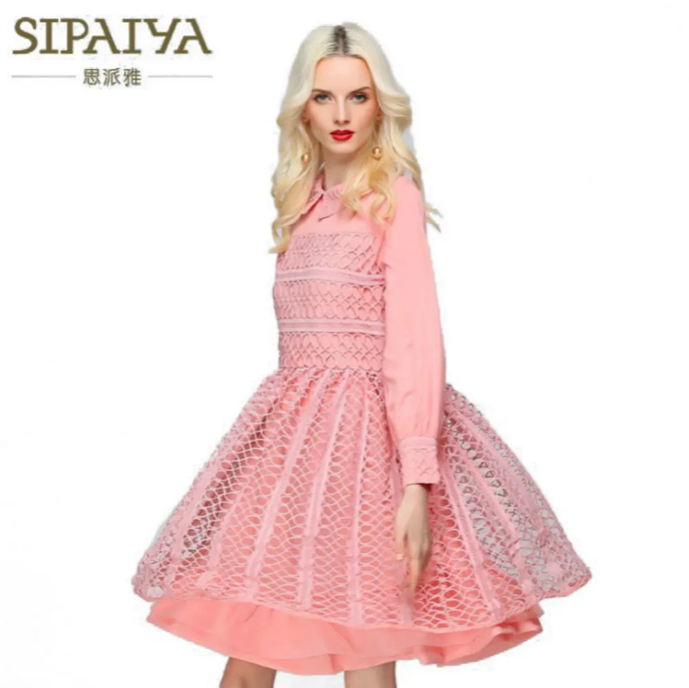 2018 Summer Runway Women Lolita Dress Sexy Hollow Out Mesh Full Sleeve Female A-line Peter Pan Collar A-line Black Pink Dresses
2018 Summer Runway Women Lolita Dress Sexy Hollow Out Mesh Full Sleeve Female A-line Peter Pan Collar A-line Black Pink Dresses