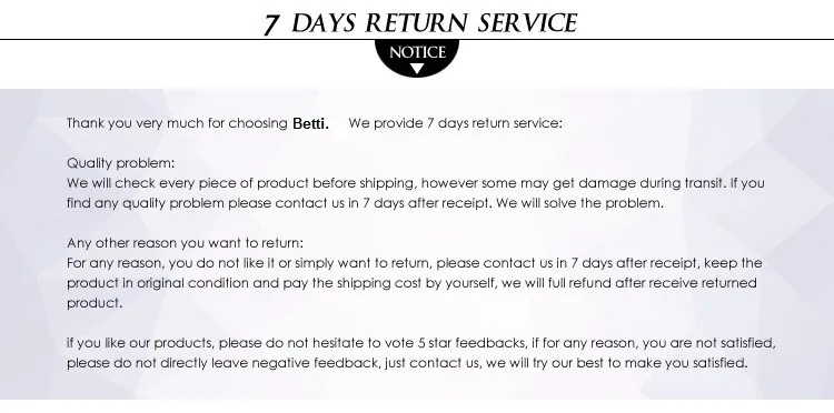 Betti-7 days return service
