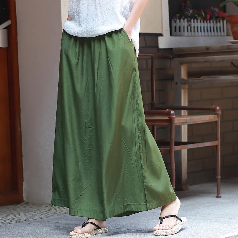 Summer Wide Leg Pants New Solid Color Women Loose Elastic Waist Pockets Casual 3 Colors Ankle-Length Pants
Summer Wide Leg Pants New Solid Color Women Loose Elastic Waist Pockets Casual 3 Colors Ankle-Length Pants