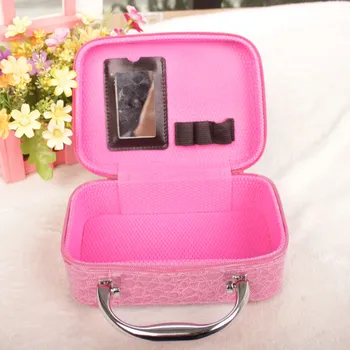 

Hot Selling Personal Women Zipper Makeup Bag Crocodile Skin Toiletry Bags Storage Travel Pouch Cosmetic Bag With Make Up Mirror