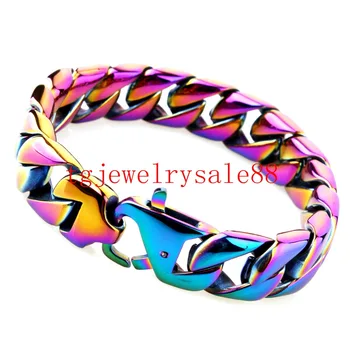 Fashion Designer Multicolour Cuban Curb Link Chain Bracelet 15mm Wide Cool Biker Mens Stainless Steel Cuff Jewelry 87g
Fashion Designer Multicolour Cuban Curb Link Chain Bracelet 15mm Wide Cool Biker Mens Stainless Steel Cuff Jewelry 87g