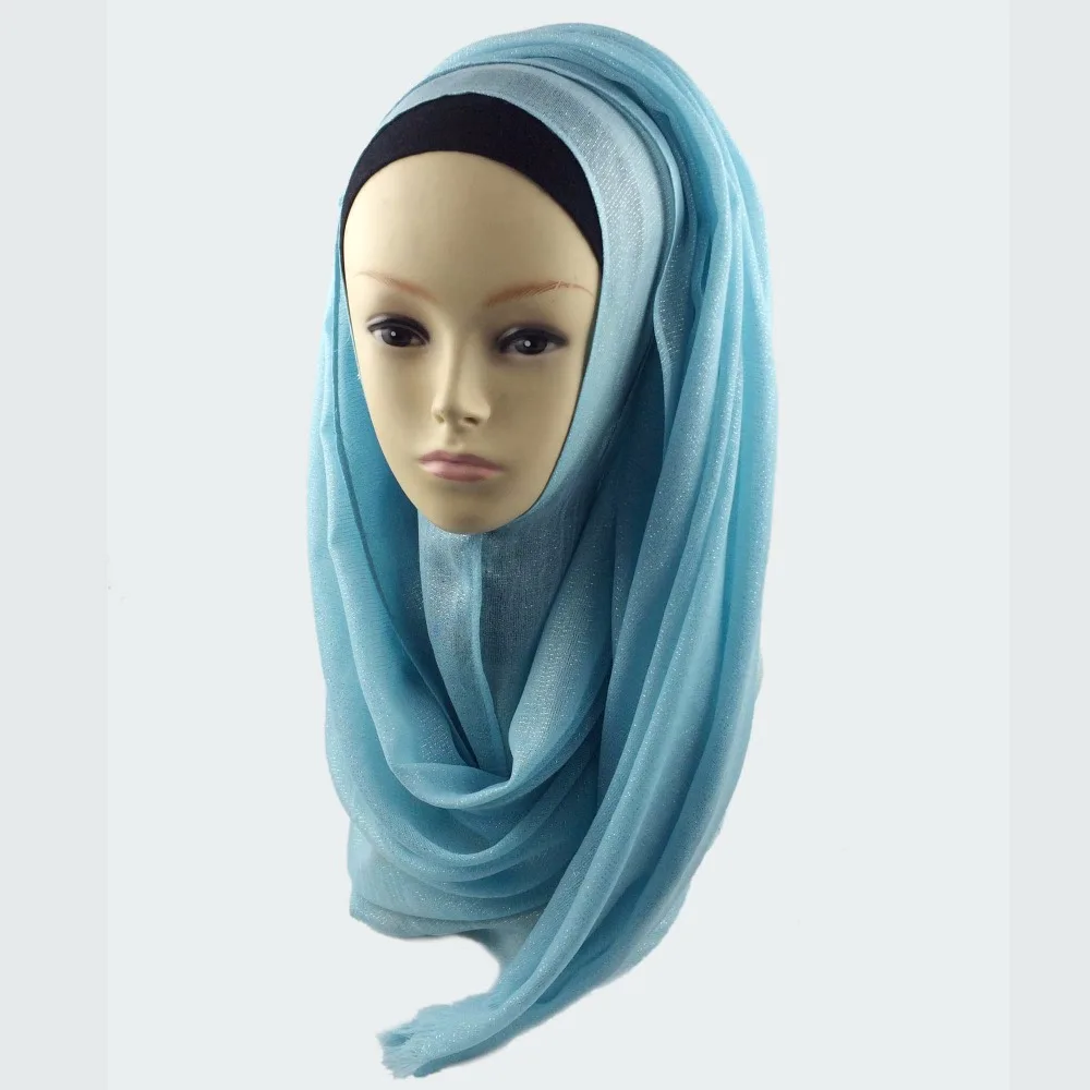 Фото Мусульманский хиджаб мерцание шарф хиджабы блестящий шарфы мерцающий шаль
