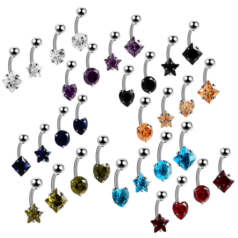 4pcs/lot Steel Prong Set Crystal Gem Belly Button Rings Piercing Mixed Heart Star Round Shape Navel Barbell Rings Sexy Jewelry
4pcs/lot Steel Prong Set Crystal Gem Belly Button Rings Piercing Mixed Heart Star Round Shape Navel Barbell Rings Sexy Jewelry