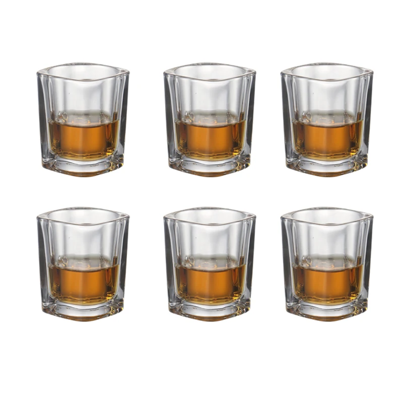 Set of 6 2 oz heavy base square shape shot glasses machine made liquor glass for vodka spirit drinks with bar wedding 60ml
Set of 6 2 oz heavy base square shape shot glasses machine made liquor glass for vodka spirit drinks with bar wedding 60ml