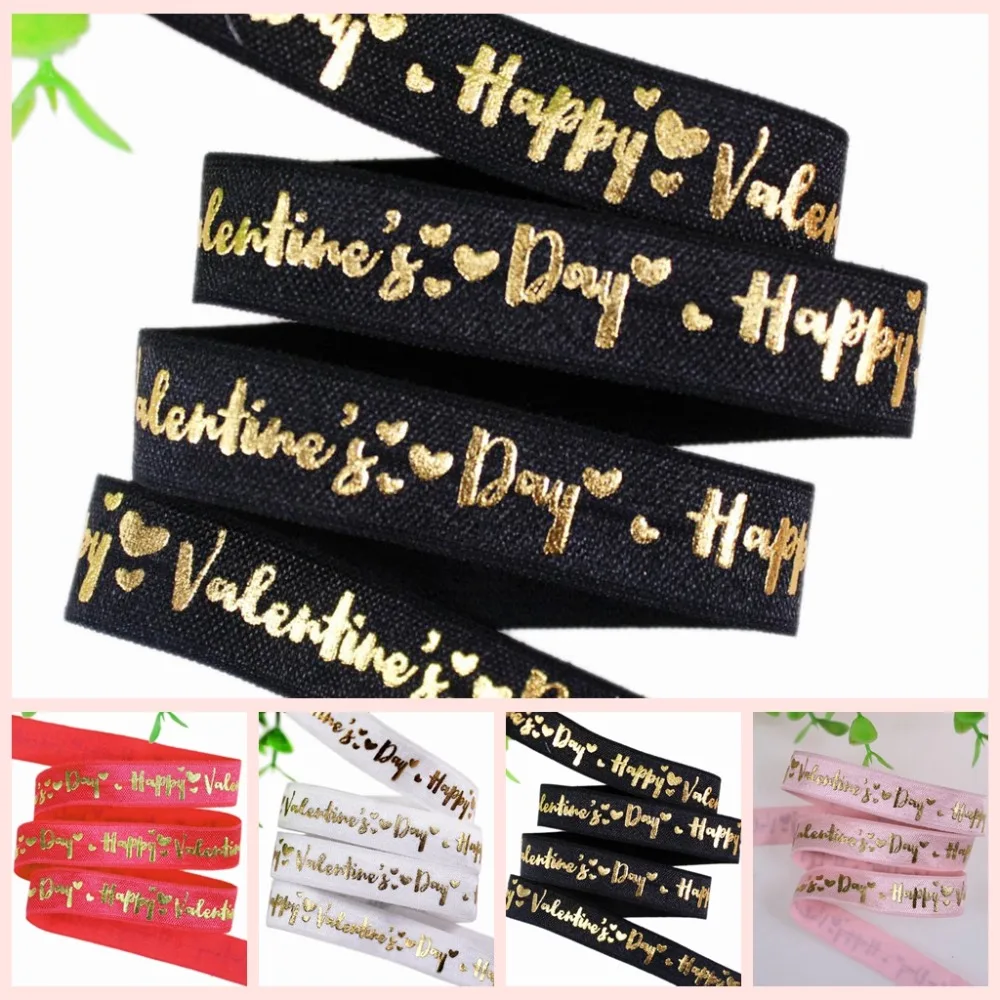 2017 NEW! 4 colors fold over elastic gold foil Happy Valentine's Day text & heart printed for Valentine 50yards/lot
2017 NEW! 4 colors fold over elastic gold foil Happy Valentine's Day text & heart printed for Valentine 50yards/lot