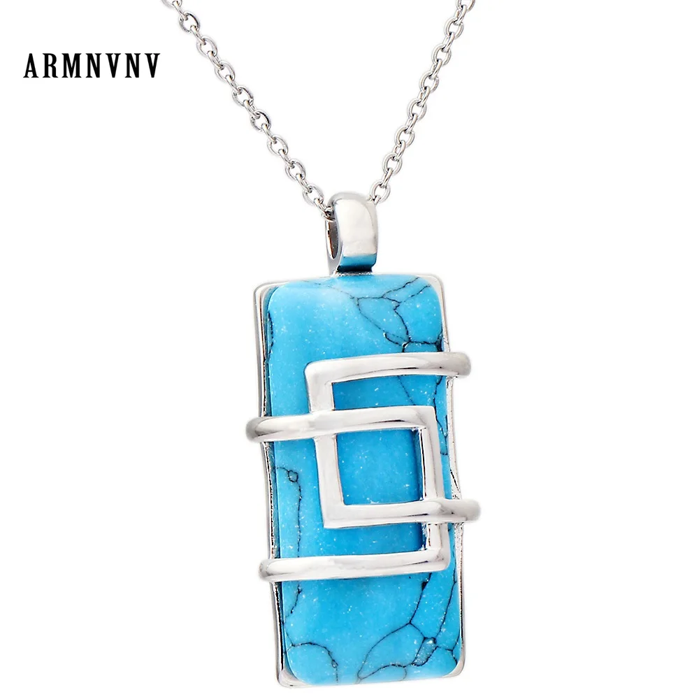 ARMNVNV Jewelry Nature Square Turquoises Stone Pendant Necklaces Blue Color Men Women 316L Stainless Steel Pendant Necklace
ARMNVNV Jewelry Nature Square Turquoises Stone Pendant Necklaces Blue Color Men Women 316L Stainless Steel Pendant Necklace