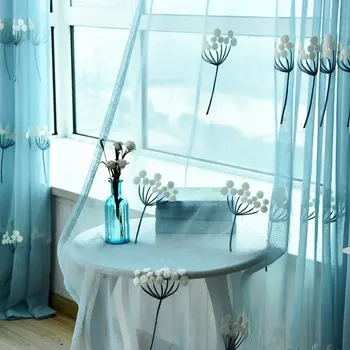 

Pastoral White Dandelion Embroidery Sheer Curtain for Bedroom Linen Tulle Curtains for Living Room Window Voile Curtains