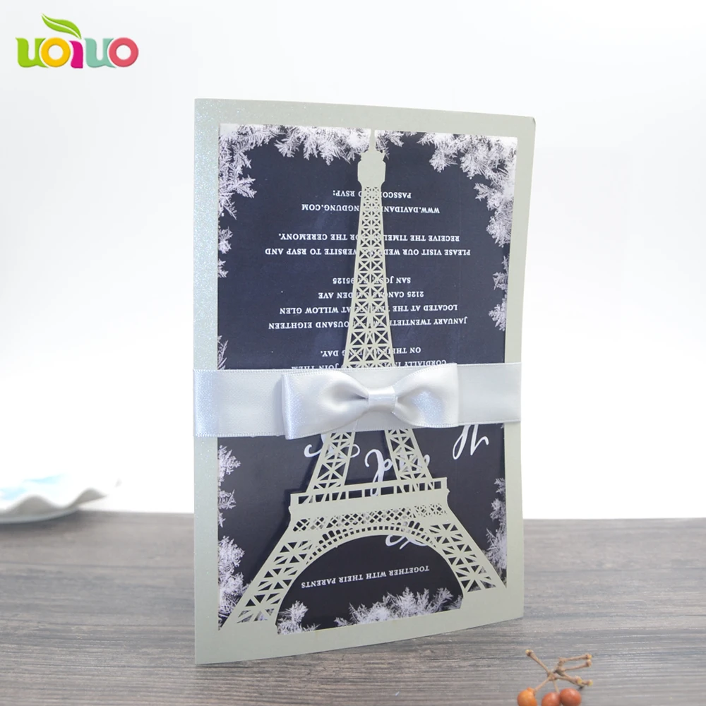 silver Eiffel Tower Romantic Wedding Invitation Card Delicate Carved heart Flowers Pattern Hollow out Wedding Party Cards
silver Eiffel Tower Romantic Wedding Invitation Card Delicate Carved heart Flowers Pattern Hollow out Wedding Party Cards