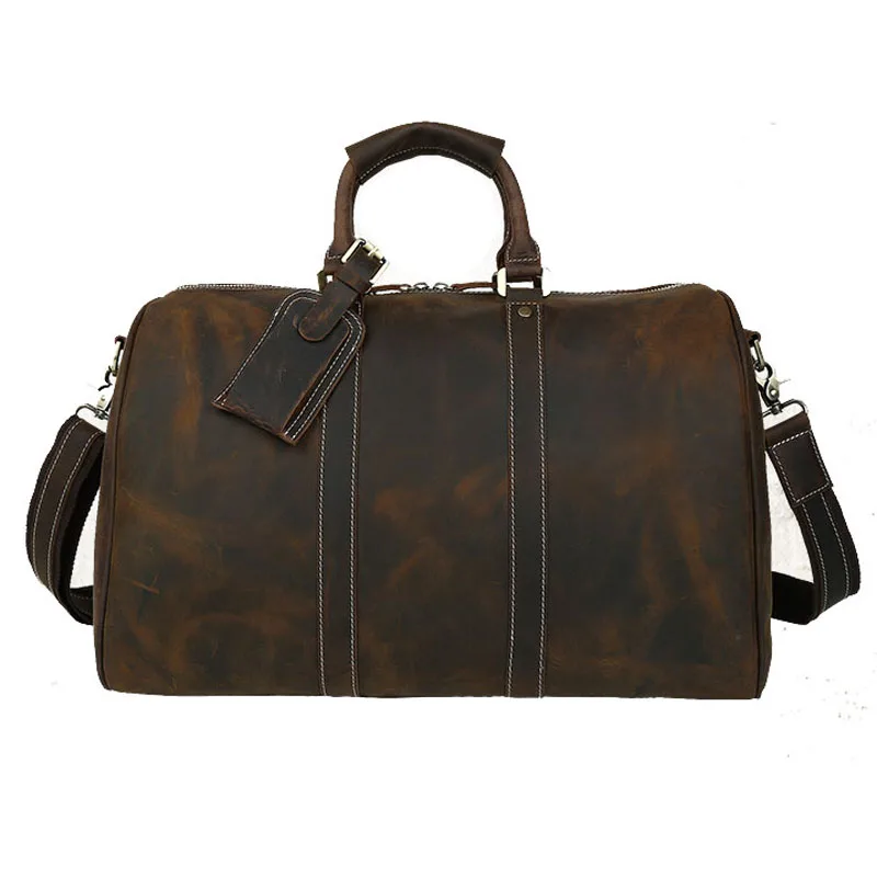 Men's Crazy Horse Leather Travel Duffle Brown Genuine Leather Travel Bag Big Vintage Cow Leather Boston Weekend Bag 7002
Men's Crazy Horse Leather Travel Duffle Brown Genuine Leather Travel Bag Big Vintage Cow Leather Boston Weekend Bag 7002