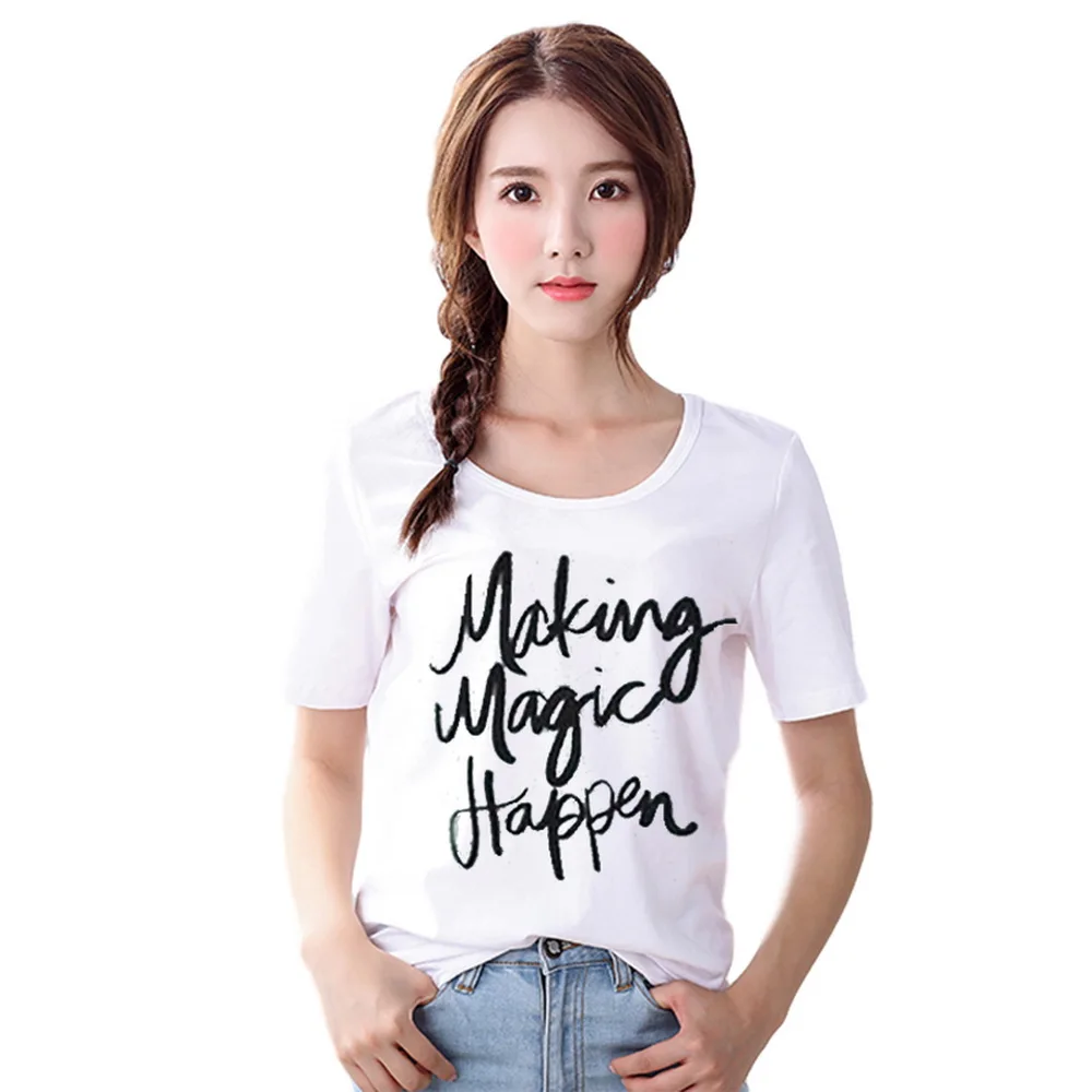 2019 Summer Women T Shirt make magic happen printing Top for women Short Sleeve O Neck Casul Shirts Plus Size female Clothe
2019 Summer Women T Shirt make magic happen printing Top for women Short Sleeve O Neck Casul Shirts Plus Size female Clothe