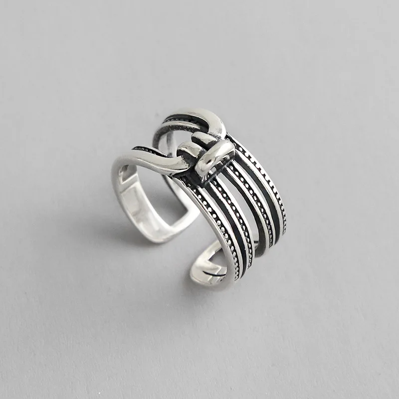 Authentic 925 Sterling silver Vintage Retro Multi-Layers /Rows knot twisted ring adjust band Wider Ring XLJ520
Authentic 925 Sterling silver Vintage Retro Multi-Layers /Rows knot twisted ring adjust band Wider Ring XLJ520
