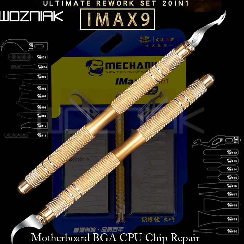 MECHANIC Imax9 20IN1 Multifunctional IC Chip CPU Blade Motherboard Repair knife CPU rubber Powerful removal shovel tool
MECHANIC Imax9 20IN1 Multifunctional IC Chip CPU Blade Motherboard Repair knife CPU rubber Powerful removal shovel tool