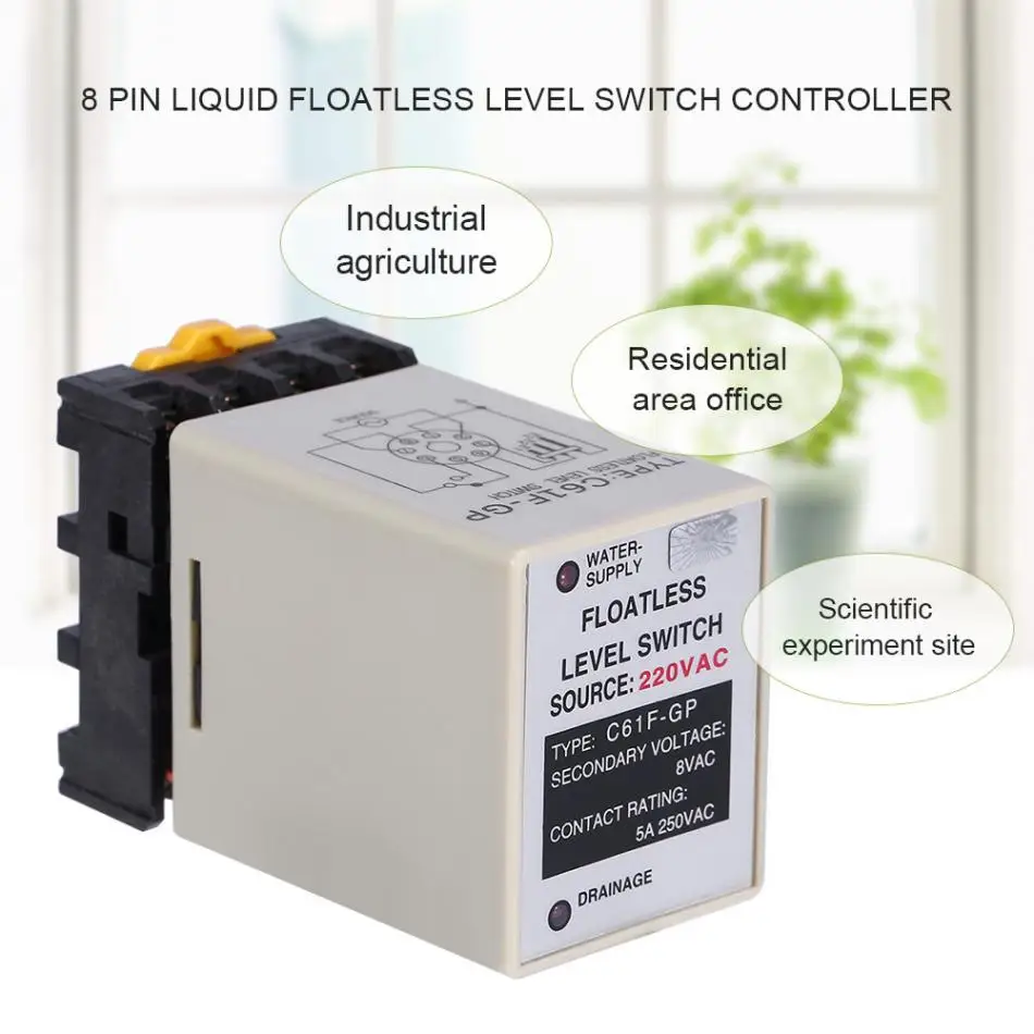 Precise Liquid Level Controller C61F-GP AC220V 50/60HZ Liquid Floatless Level Switch Controller With Base
Precise Liquid Level Controller C61F-GP AC220V 50/60HZ Liquid Floatless Level Switch Controller With Base