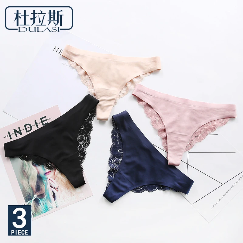 3pcs/lot Sexy Lace Thongs Women Ice Slick G String Female Underwear Low Waist Solid Seamless Panties Ladies Briefs DULASI
3pcs/lot Sexy Lace Thongs Women Ice Slick G String Female Underwear Low Waist Solid Seamless Panties Ladies Briefs DULASI