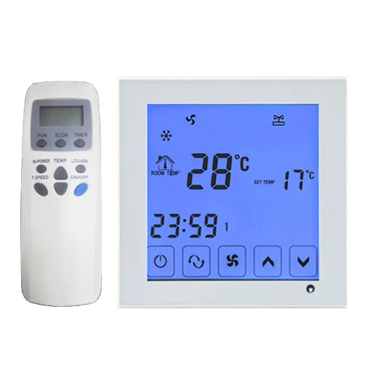 Image 2p 4p touch screen Fan coil program thermostat temperature controller with remote