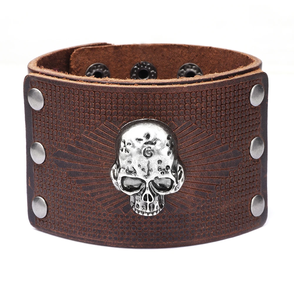 Men bracelet bangle Genuine Leather bracelets pulsera hombre Viking Punk skull Rock armband lovers' Bangle fashion jewelry 2019
Men bracelet bangle Genuine Leather bracelets pulsera hombre Viking Punk skull Rock armband lovers' Bangle fashion jewelry 2019