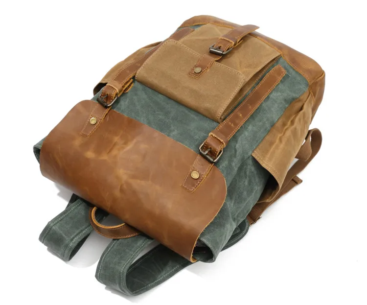 Men Backpack Waterproof Computer Laptop Bag Vintage Canvas Large Capacity Travel Backpacks Leather Military Male Backpack School Men Backpack Waterproof Computer Laptop Bag Vintage Canvas Large Capacity Travel Backpacks Leather Military Male Backpack School