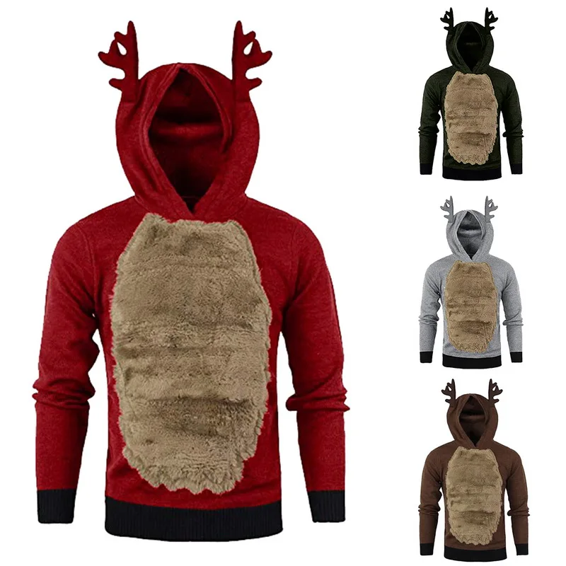 Men Patchwork Christmas Hoodies Antlers Plush Winter Casual Sweatshirt Long Sleeve Pullover Outerwear Cospaly Hoodie Hombre
Men Patchwork Christmas Hoodies Antlers Plush Winter Casual Sweatshirt Long Sleeve Pullover Outerwear Cospaly Hoodie Hombre
