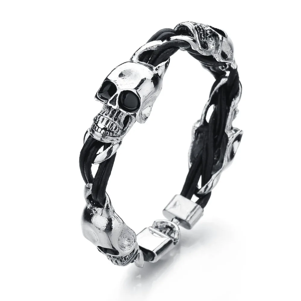Hot Sale New Design Fashion Jewelry Zinc Alloy Skull Charm Bracelet Wrap Leather Belt Bracelet For Party Gift
Hot Sale New Design Fashion Jewelry Zinc Alloy Skull Charm Bracelet Wrap Leather Belt Bracelet For Party Gift